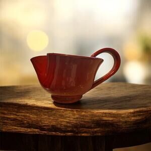 VTG Vietri Rosso Vecchio Open Sauce / Gravy Boat - Made In Italy Red 8.75"x6.25"